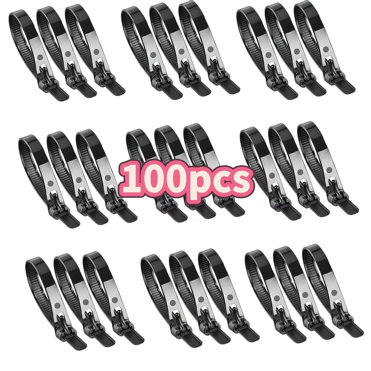 100pcs Reusable And Retractable Packaging Cable Ties Plastic Zip Ties Heavy Duty Adjustable Tension Straps