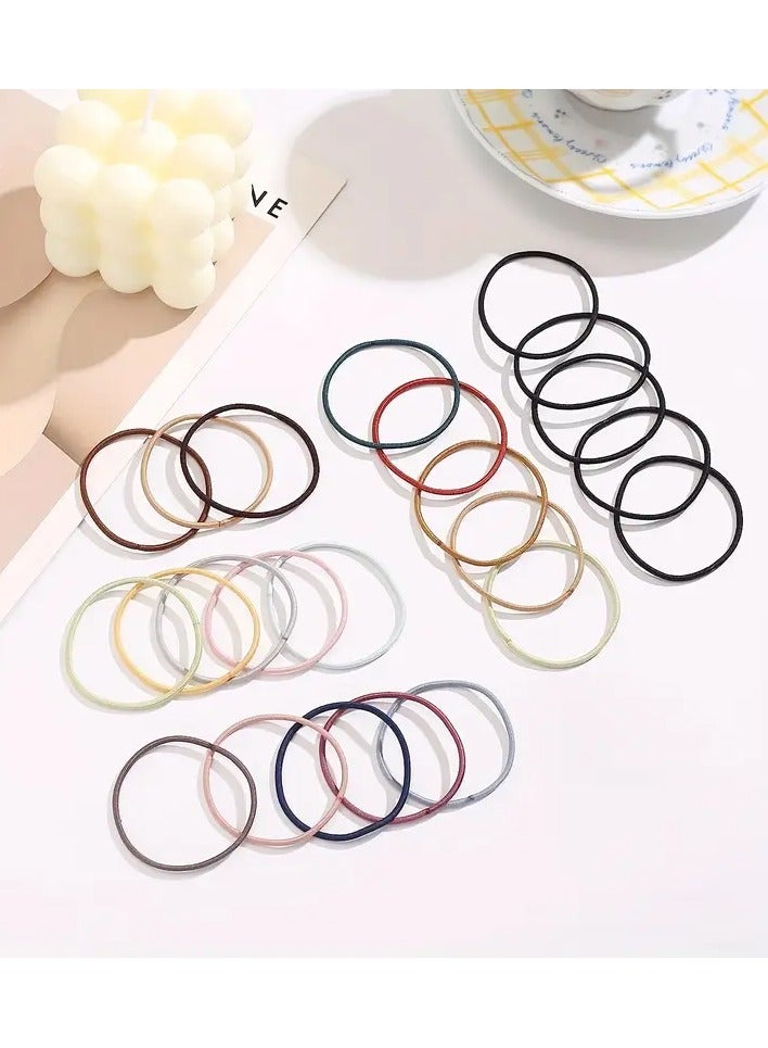 Ucanbe 100 Pack Jersey Hair Ties for Thick Curly Hair, Large Elastic Ponytail Holders, Minimalist Chinese Style Solid Color, Wrinkle-Free Hair Bands with Tassel, 4.5cm Diameter, 2mm Thickness(Black）  - Image 4