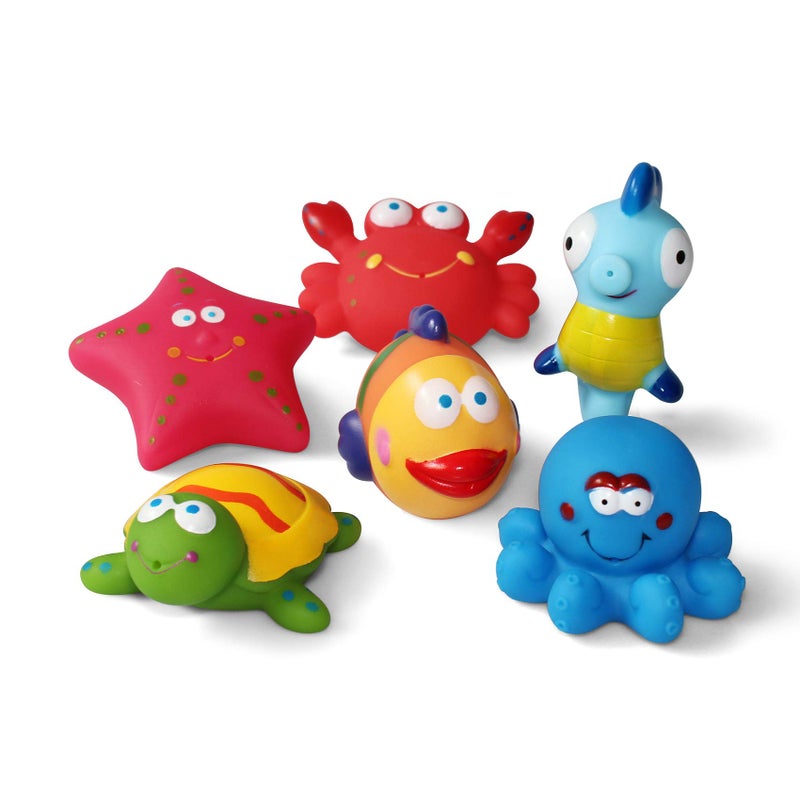 JUNSFUN Bathtub Toys Floating Bath Toys6PCS with Storage NetBaby Soft Bath Time Boat ToysBathtub Learning Water Toys and Bathtub Toys for ToddlersFishStarfishSea Horses - Image 4