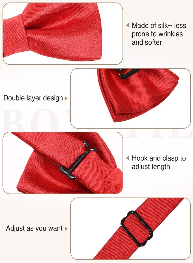 Kajeer Kids Bow Tie Boy Silk Pre-tied Adjustable Neck Bowtie for Wedding Party(Red) - Image 2