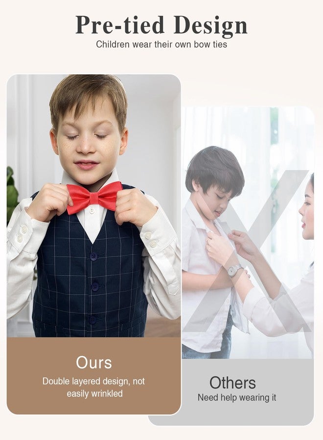 Kajeer Kids Bow Tie Boy Silk Pre-tied Adjustable Neck Bowtie for Wedding Party(Red) - Image 5