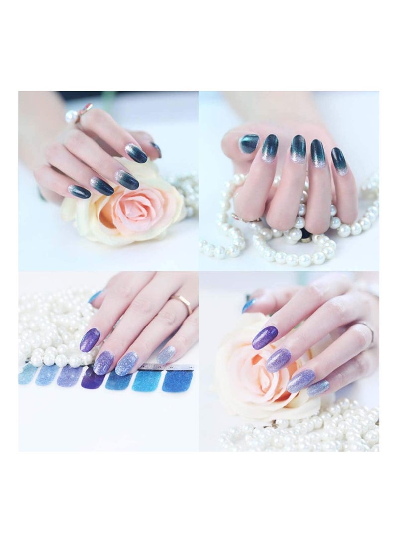 SOLARAE Nail Stickers Glitter Gradient Color, Full Wraps Self-Adhesive Solid Colors Nail Polish Stickers with Nail File, for Women Girls DIY Nail Craft (14 Sheets) - Image 2