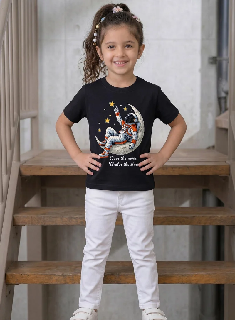 Funkaar Black Funkaar Moon & Stars Space theme T-shirt for Kids  | Best Price UAE