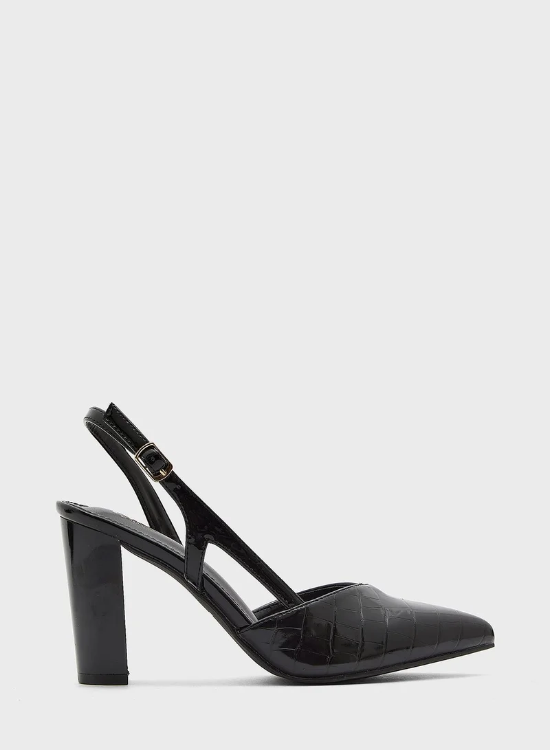 ELLA Croc Effect Cutout Strap Pointed Pump