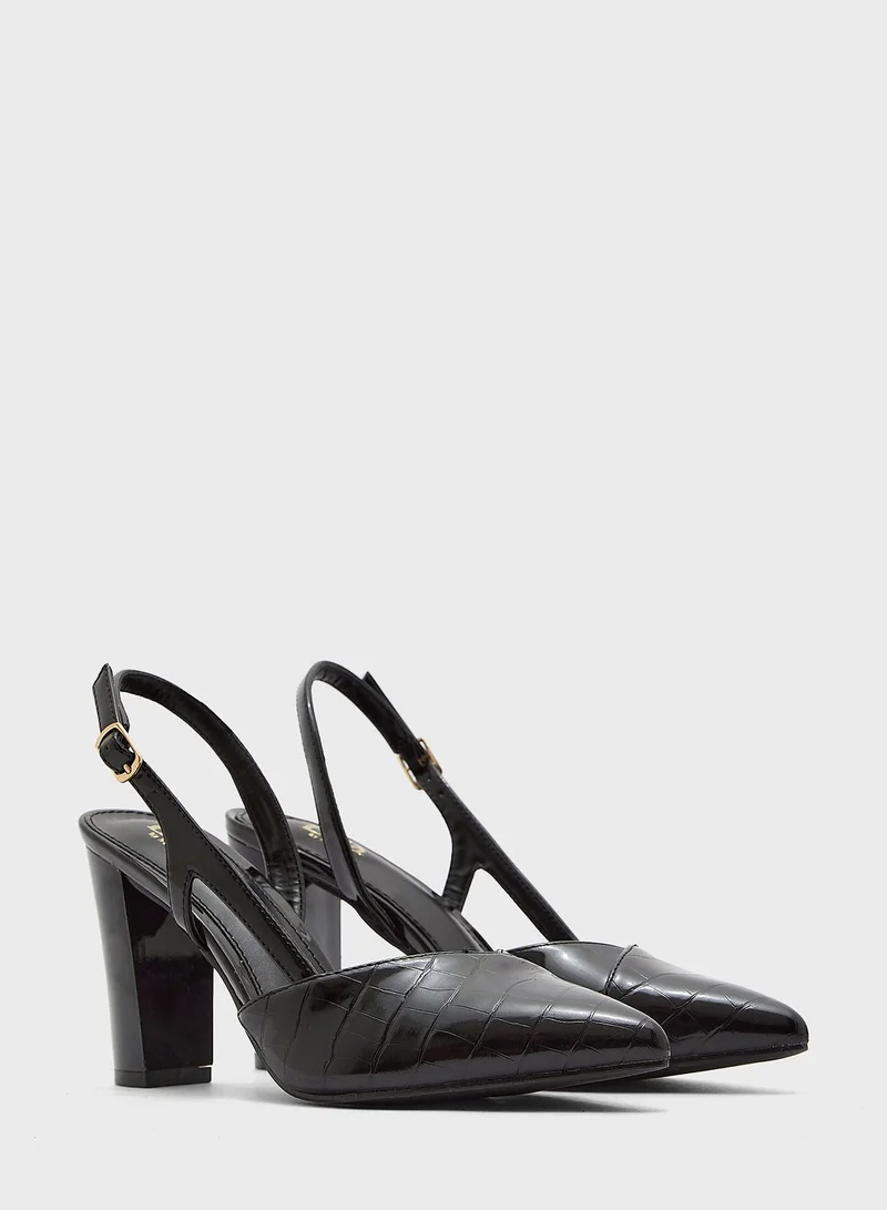 ELLA Croc Effect Cutout Strap Pointed Pump