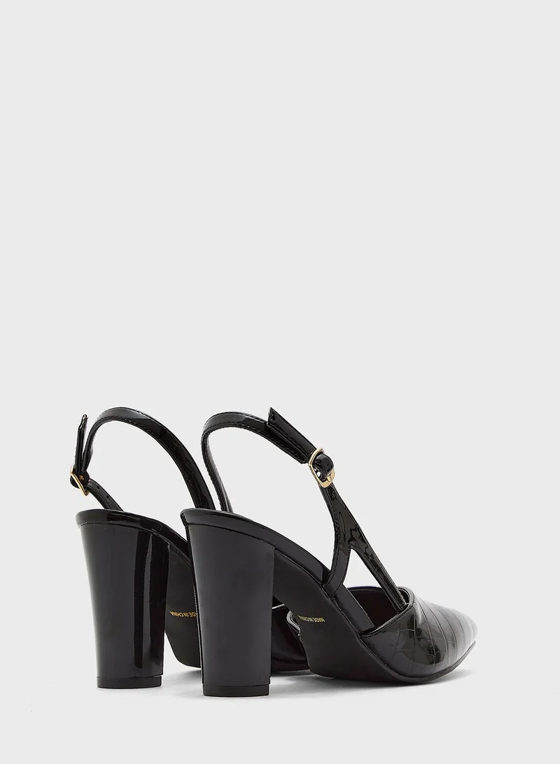 ELLA Croc Effect Cutout Strap Pointed Pump