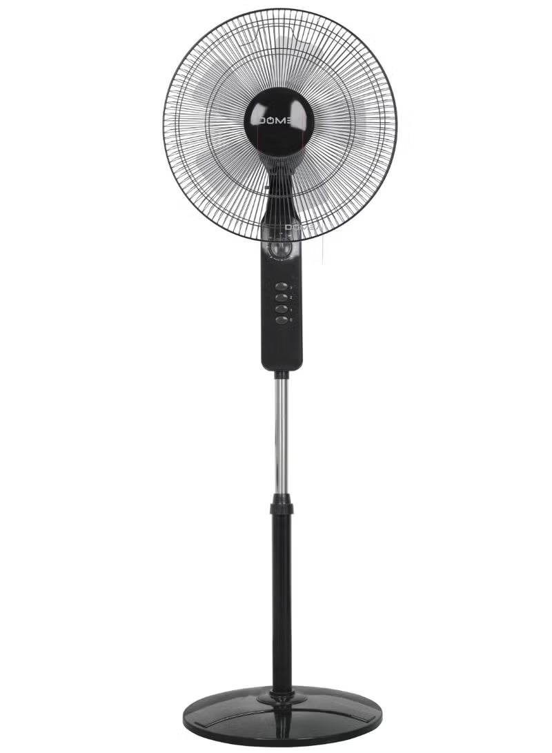 DOMEA 16-Inch Pedestal Fan | 5-Blade Design, Adjustable Height, 3-Speed Modes, 1-Hour Timer, Wide Angle Oscillation, 45W Motor, Black - Image 1