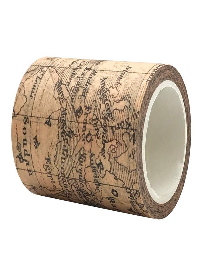ZMLSED Vintage World Travel Map Washi Masking Tape Set, 60mm Wide 8 Meters Japanese Decorative Writable Tape for DIY Crafts Arts Scrapbooking Bullet Journal Planners - Image 1