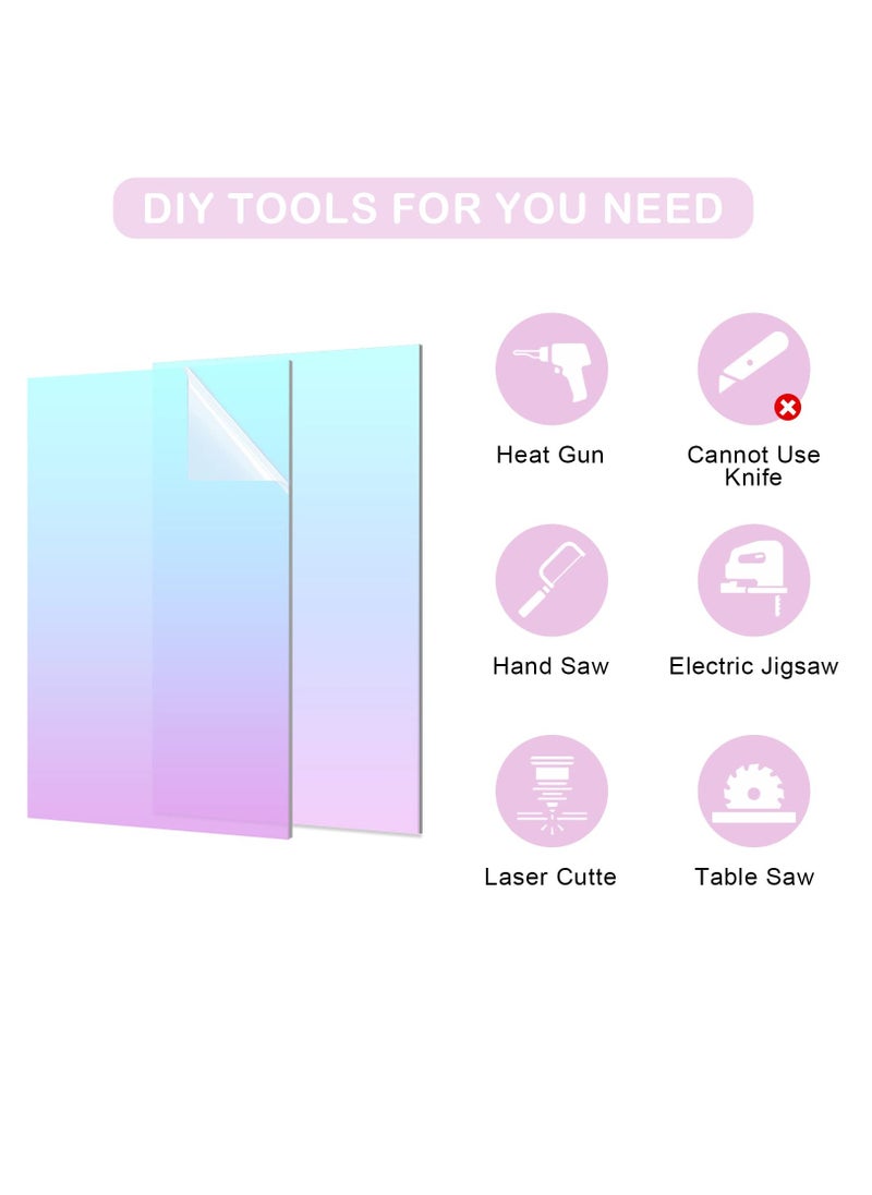 Excefore - 8X12" Iridescent Acrylic Sheet, 4 Pack Colored Acrylic Sheets for Crafts,Signs,Pantings DIY Display Projects, 200x300x2.8MM - Image 1
