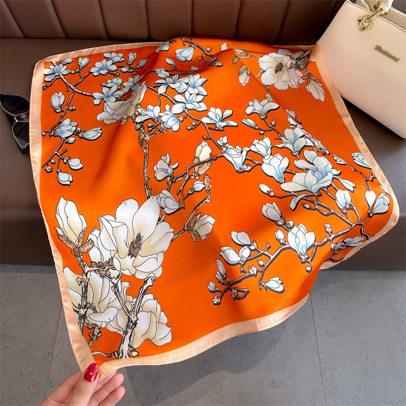 Spring and Summer Cartoon Cute Silk Scarf Small Square Silk 70cm Scarf Women's Korean Style Cat Hair Belt Decorative Headscarf  - Image 2