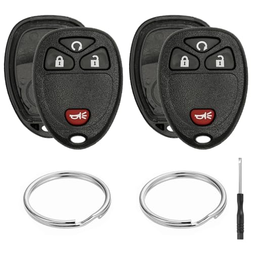 JJCHQ 2 Pack Key Fob Case for Chevy Silverado 1500 2500 3500 HD Avalanche Equinox Express Traverse GMC Yukon Sierra Acadia Savana Buick Enclave 20072016 4 Button Keyless Entry Remote Key Shell Replacement - Image 1