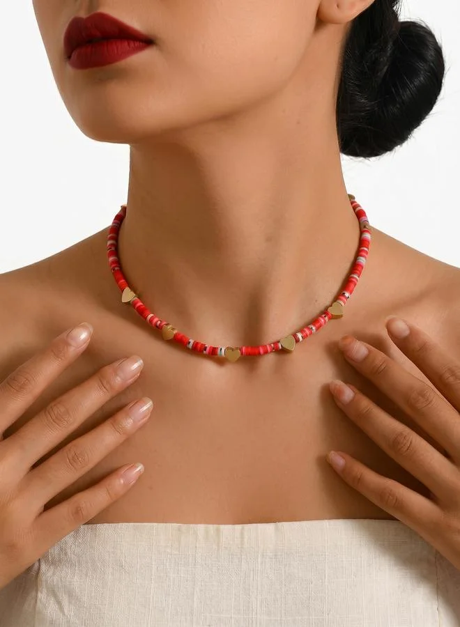 Take Two Heart-Shaped Polymer Clay Beaded Necklace