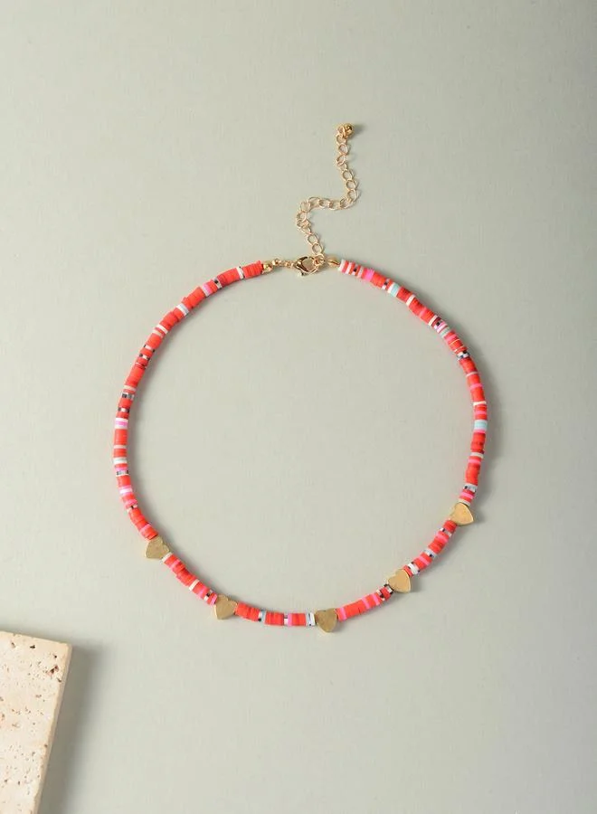 Take Two Heart-Shaped Polymer Clay Beaded Necklace