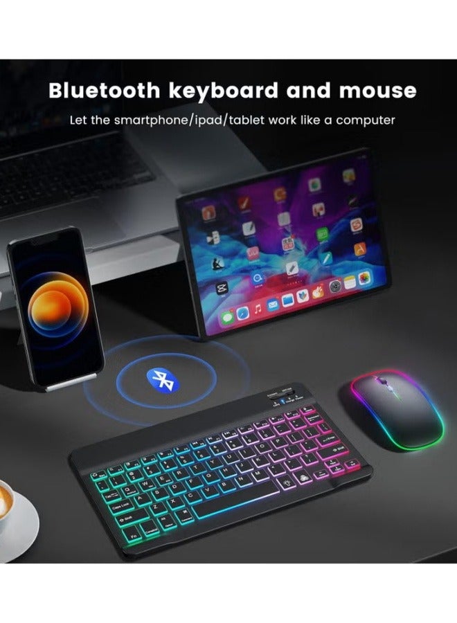 BESTPEAK Ultra-thin Bluetooth Keyboard and Mouse Combo for iPad Rechargeable Wireless Keyboard and Mouse with 7-color Backlight, Compatible with iPad 9th/8th Generation iPad Pro/Air/Mini iPhone14/13/12 Pro  - Image 2