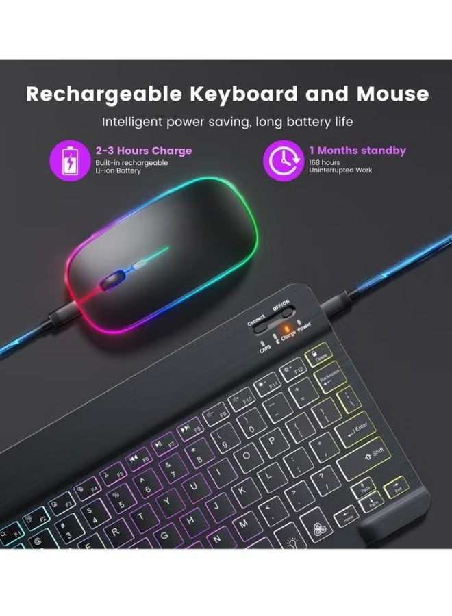 BESTPEAK Ultra-thin Bluetooth Keyboard and Mouse Combo for iPad Rechargeable Wireless Keyboard and Mouse with 7-color Backlight, Compatible with iPad 9th/8th Generation iPad Pro/Air/Mini iPhone14/13/12 Pro  - Image 4