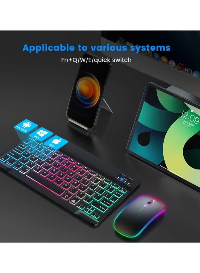 BESTPEAK Ultra-thin Bluetooth Keyboard and Mouse Combo for iPad Rechargeable Wireless Keyboard and Mouse with 7-color Backlight, Compatible with iPad 9th/8th Generation iPad Pro/Air/Mini iPhone14/13/12 Pro  - Image 5