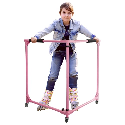 GanFindX Folding Skater Aid for Kids Roller Skating, 30in Height Roller Skate Trainer for Kids Toddler Training Walker, Pink - Image 1