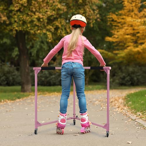 GanFindX Folding Skater Aid for Kids Roller Skating, 30in Height Roller Skate Trainer for Kids Toddler Training Walker, Pink - Image 2