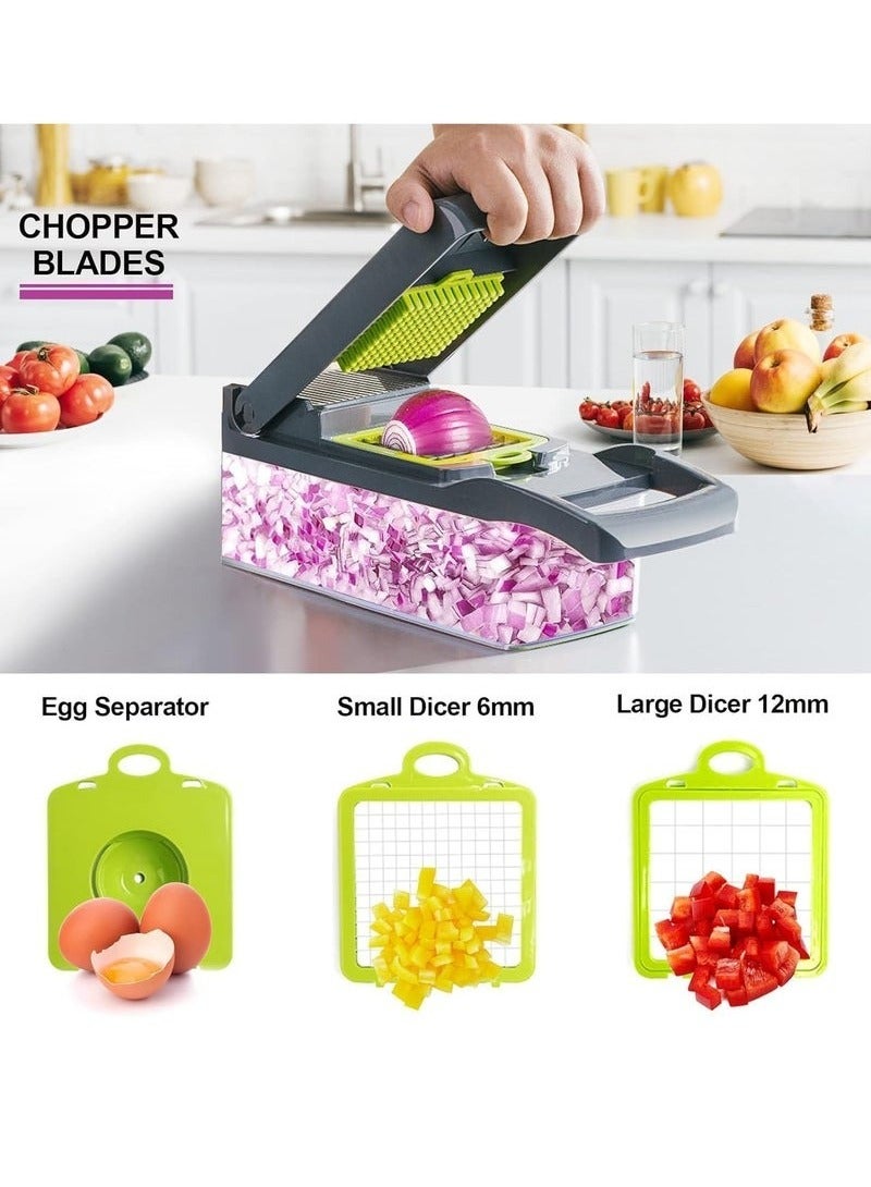 HAVEN NEW Vegetable Chopper – Pro Onion Chopper, Multifunctional 13-in-1 Food Chopper, Kitchen Vegetable Slicer & Dicer Cutter, 8 Blades Salad & Potato Mandolin Slicer with Container - Image 2