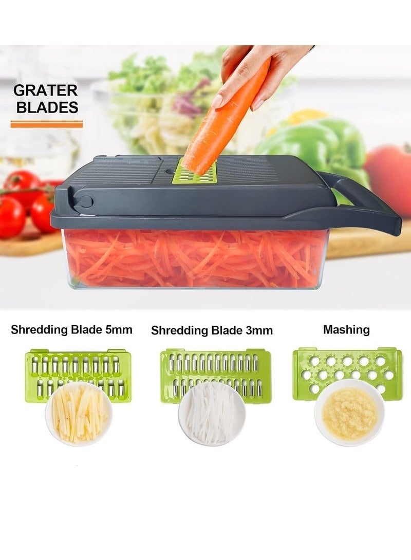 HAVEN NEW Vegetable Chopper – Pro Onion Chopper, Multifunctional 13-in-1 Food Chopper, Kitchen Vegetable Slicer & Dicer Cutter, 8 Blades Salad & Potato Mandolin Slicer with Container - Image 5
