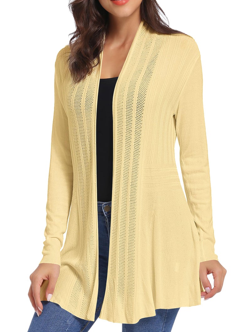 iClosam Womens Drapped Cardigans Casual Long Sleeve Open Front Cardigan Sweater (#1 Apricot, Small) - Image 1