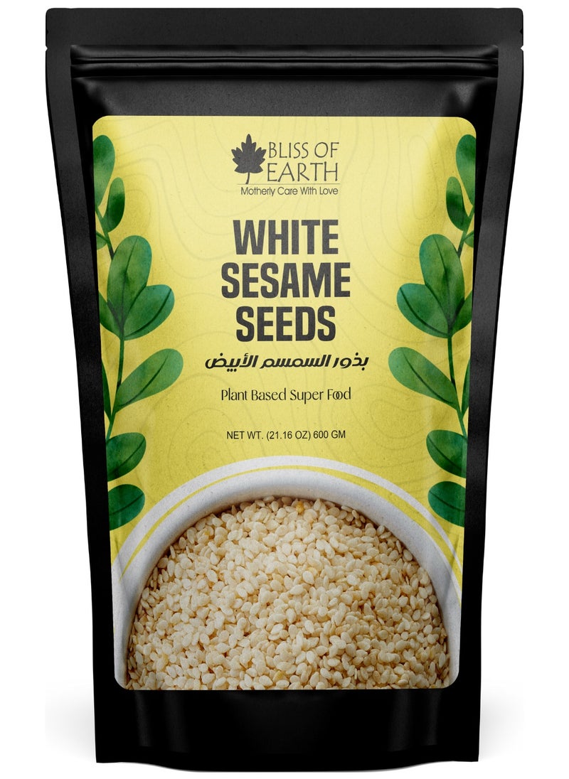 BLISS OF EARTH - Indian white Sesame Seeds 600g for Eating & Deserts Raw safed Til Seeds - Image 1
