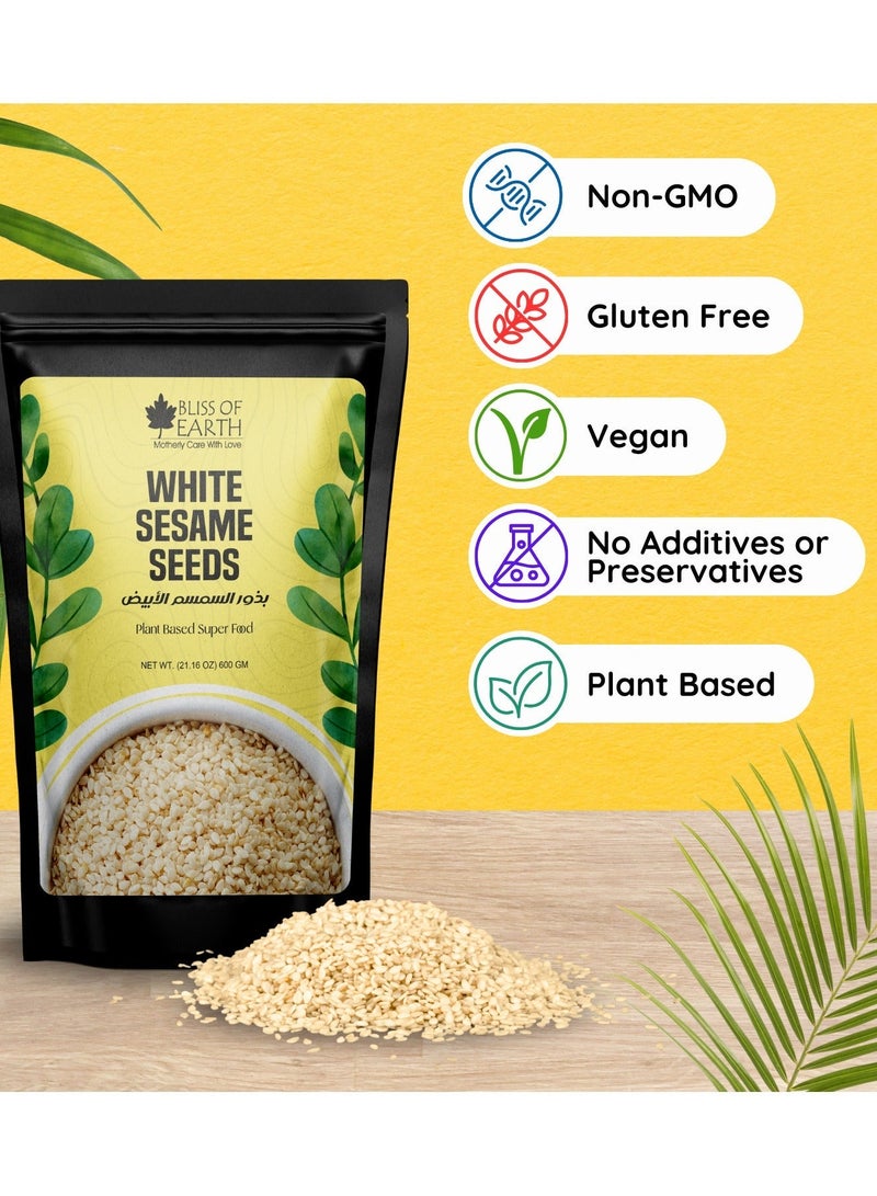 Bliss of Earth White Sesame Seeds 600g | Premium Hulled Sesame Seeds | Raw Natural Edible Seeds for Cooking Baking Tahini | Rich in Calcium Protein Fiber | Vegan Gluten Free Superfood - Image 4