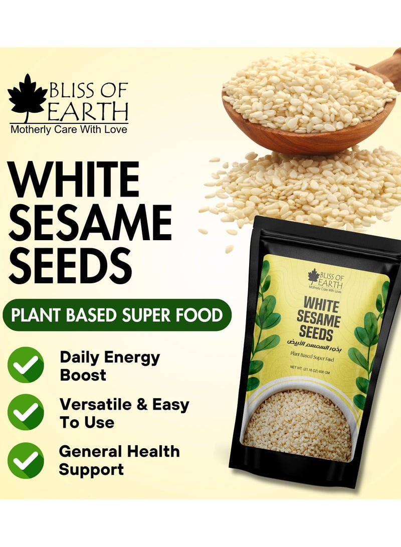 Bliss of Earth White Sesame Seeds 600g | Premium Hulled Sesame Seeds | Raw Natural Edible Seeds for Cooking Baking Tahini | Rich in Calcium Protein Fiber | Vegan Gluten Free Superfood - Image 3
