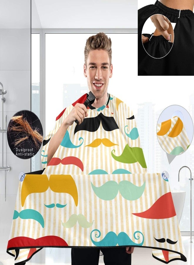 visesunny Colored Mustache Vintage Style Barber Cape Anti-Static Hair Cutting Cape with Snap Closure Professional Salon Polyester Beard Shaving Bib Water-Resistant Hairdressing Cape Adjustable Snap - Image 3