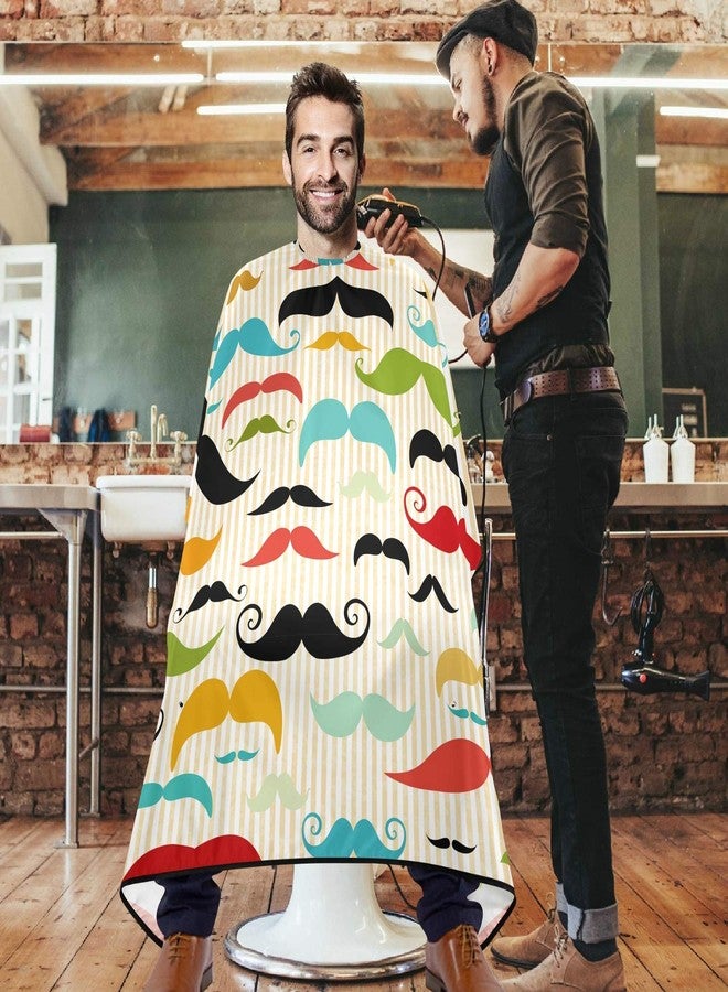 visesunny Colored Mustache Vintage Style Barber Cape Anti-Static Hair Cutting Cape with Snap Closure Professional Salon Polyester Beard Shaving Bib Water-Resistant Hairdressing Cape Adjustable Snap - Image 2