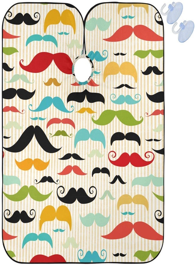 visesunny Colored Mustache Vintage Style Barber Cape Anti-Static Hair Cutting Cape with Snap Closure Professional Salon Polyester Beard Shaving Bib Water-Resistant Hairdressing Cape Adjustable Snap - Image 1