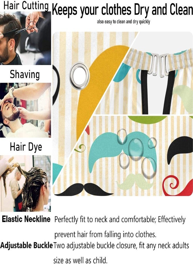 visesunny Colored Mustache Vintage Style Barber Cape Anti-Static Hair Cutting Cape with Snap Closure Professional Salon Polyester Beard Shaving Bib Water-Resistant Hairdressing Cape Adjustable Snap - Image 5