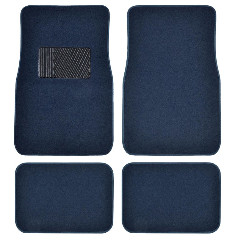 BDK Classic Carpet Floor Mats for Car & Auto - Universal Fit -Front & Rear with Heelpad (Blue) - MT-100-BL - Image 1