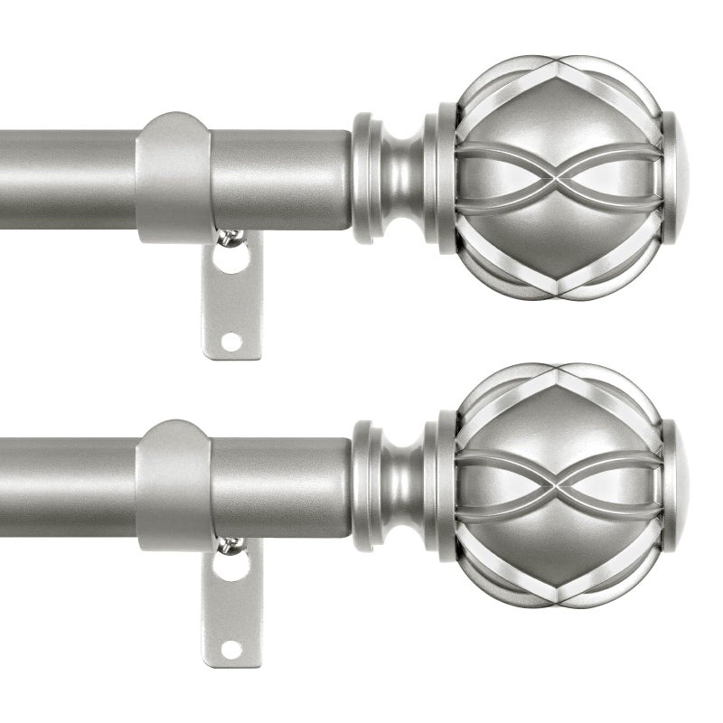 HOTOZON Curtain Rods 2 Pack 32 to 58 Inches, HOTOZON Curtain Rods for Windows 20 to 53 Inches, 3/4 Inch Adjustable Telescoping Splicing Windows Drapery Rod with Netted Finials, Antique Silver - Image 1