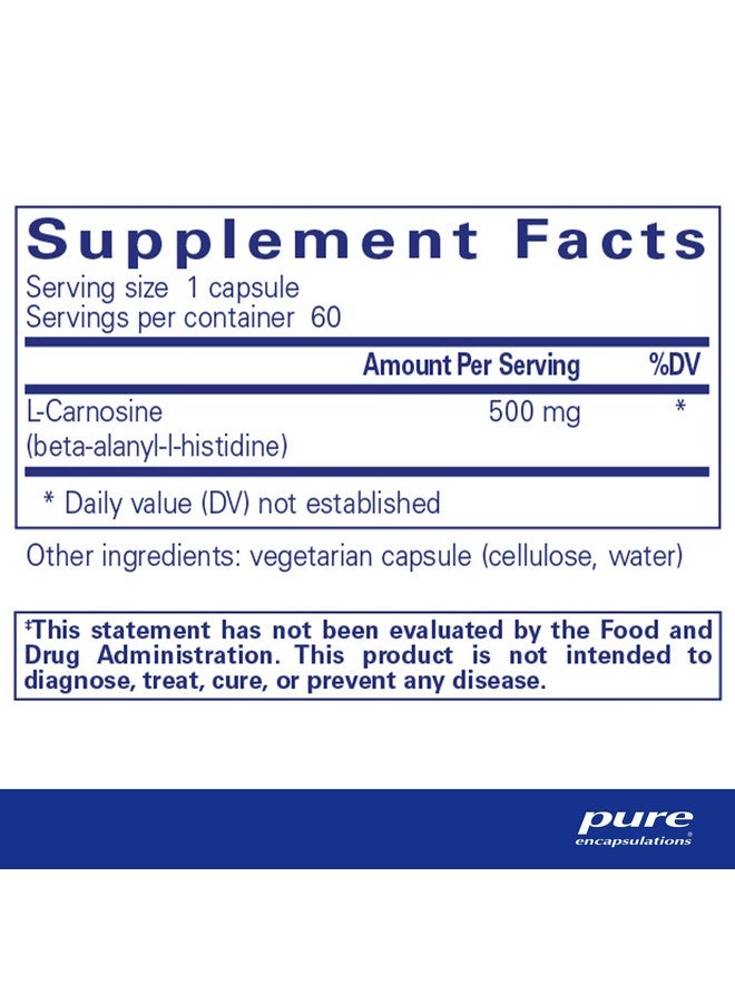 Pure Encapsulations L-Carnosine | مكمل غذائي من الأحماض الأمينية للمفاصل والدماغ ومضادات الأكسدة وصحة القلب والتمارين الرياضية* | 60 كبسولة - Image 2