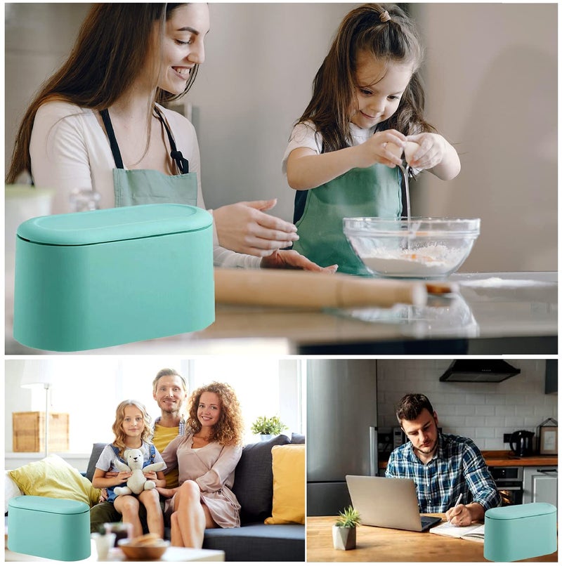 LTWQLing Mini Trash Can with Lid - Removable Small Garbage Can, Tiny Plastic Trash Bin, Pop Up Countertop Wastebasket, Counter Garbage Lint Bin for Bathroom,Office,Kitchen,Desk,Coffee Table(Sky Blue) - Image 5