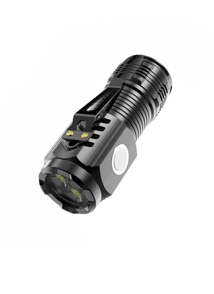 Generic Three Eyed Flashlight, Lightweight Rechargeable LED Torch, Ultra Bright Portable Waterproof Outdoor Flashlight, Multi Functional Long Range Torch Light, (1pc, Black)  - Image 1