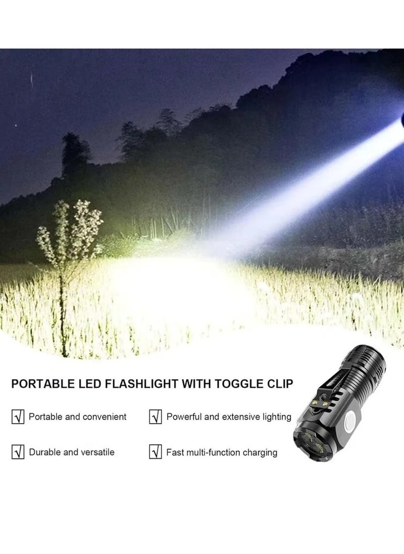 Generic Three Eyed Flashlight, Lightweight Rechargeable LED Torch, Ultra Bright Portable Waterproof Outdoor Flashlight, Multi Functional Long Range Torch Light, (1pc, Black)  - Image 3