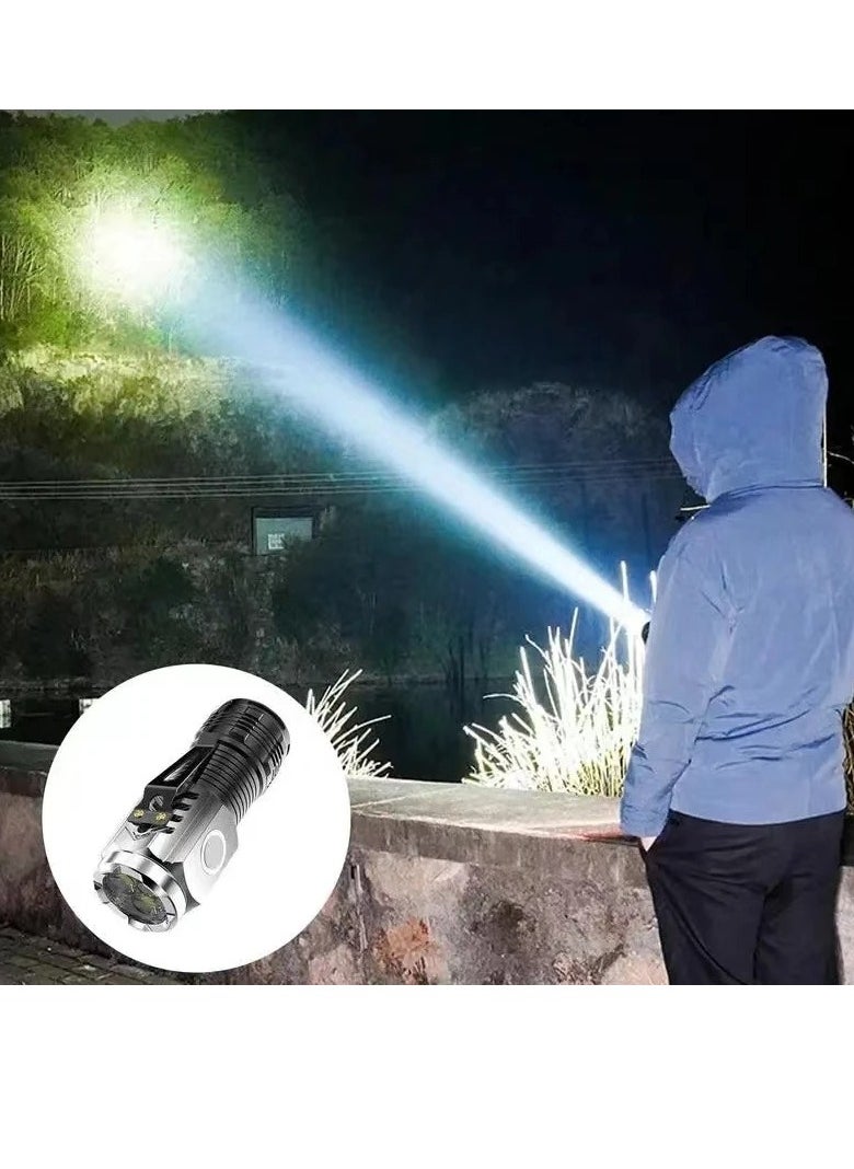 Generic Three Eyed Flashlight, Lightweight Rechargeable LED Torch, Ultra Bright Portable Waterproof Outdoor Flashlight, Multi Functional Long Range Torch Light, (1pc, Black)  - Image 4