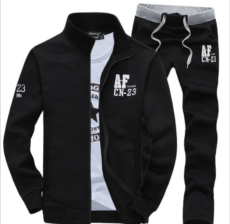 Spring and Autumn Leisure Cheap 40 with 30-year-old 20-year-old middle-aged father dressed soil mens sports into suit D76 Black - Image 4