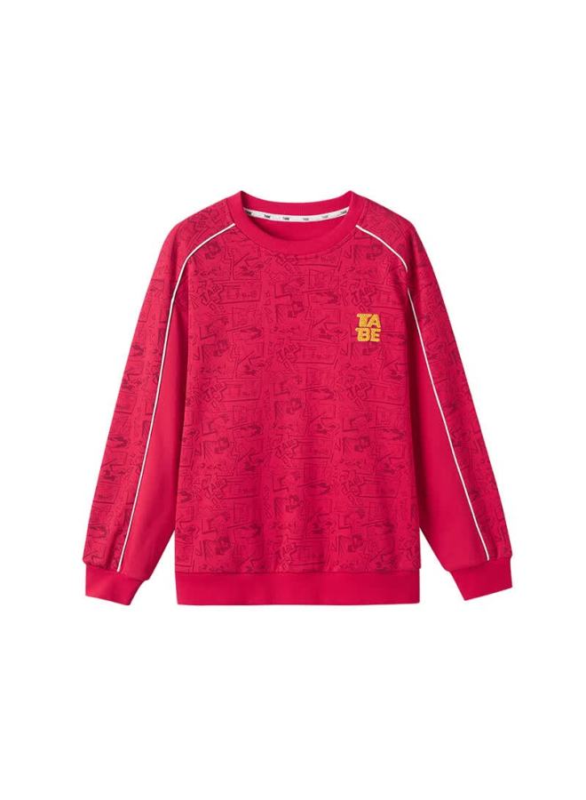 TABE Little Pig Tony Boys' Fleece-lined Pullover Hoodie Kids' Sports Sweatshirt Loose Fit Red Youth Casual Top - Image 3