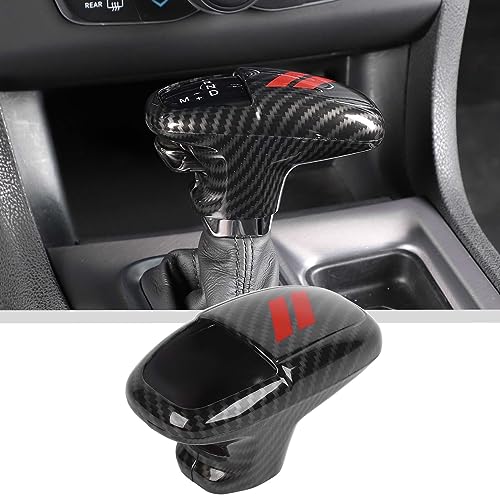JWWY Gear Shift Shifter Knobs Gear Selector Gear Lever Gearstick Knob Cover Trim for 2015-2026+ Dodge Challenger Charger 2018-2026+ Durango Interior Accessories Red Carbon Fiber 3pcs - Image 1