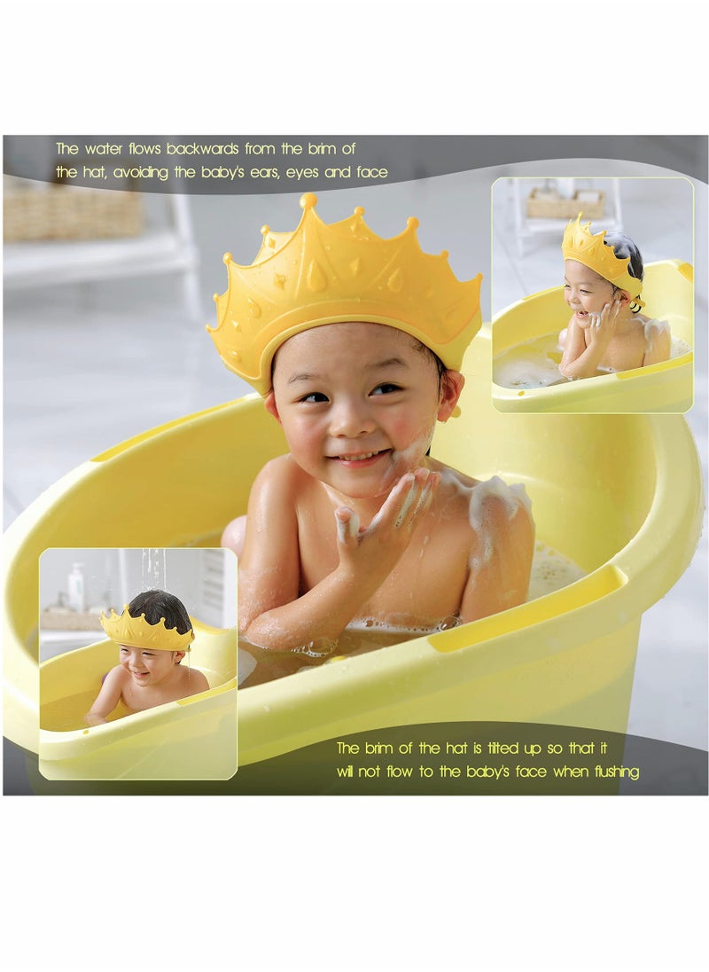 KASTWAVE - Baby Shower Shampoo Cap Shield, KASTWAVE Lsolate for Kids, Visor Hat Eye and Ear Protection 0-9 Years Old Children, Cute Crown Shape Makes the Bath More Fun (Yellow) - Image 1