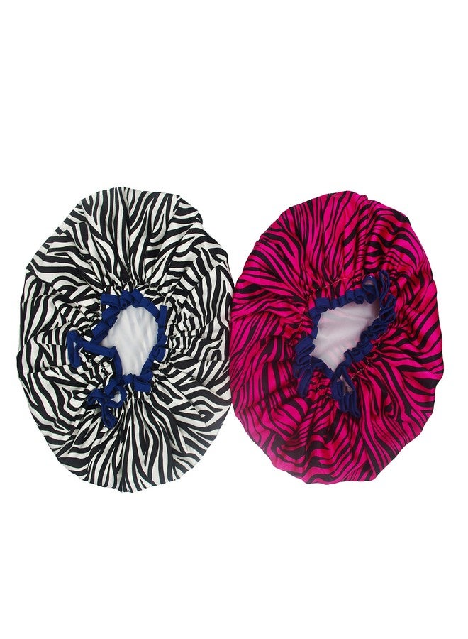 Bleu Bath (2 Pack) Sexy Lovely Fashion Style Hair Cap Extra Large Double Layer Lined Waterproof Durable Eco-Friendly Shower Cap with Tight Elastic-Fashionista Collection Bath Cap (Sexy Style) - Image 2