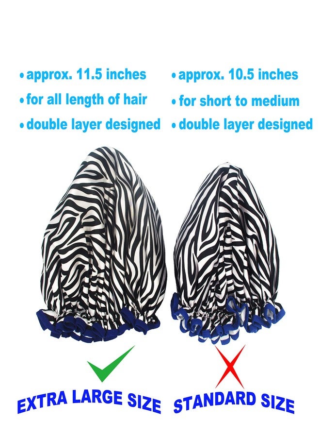 Bleu Bath (2 Pack) Sexy Lovely Fashion Style Hair Cap Extra Large Double Layer Lined Waterproof Durable Eco-Friendly Shower Cap with Tight Elastic-Fashionista Collection Bath Cap (Sexy Style) - Image 4