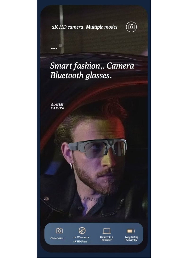 Smart Bluetooth music head-mounted camera glasses, high-tech high-definition recording and video glasses, ai glasses  - Image 2