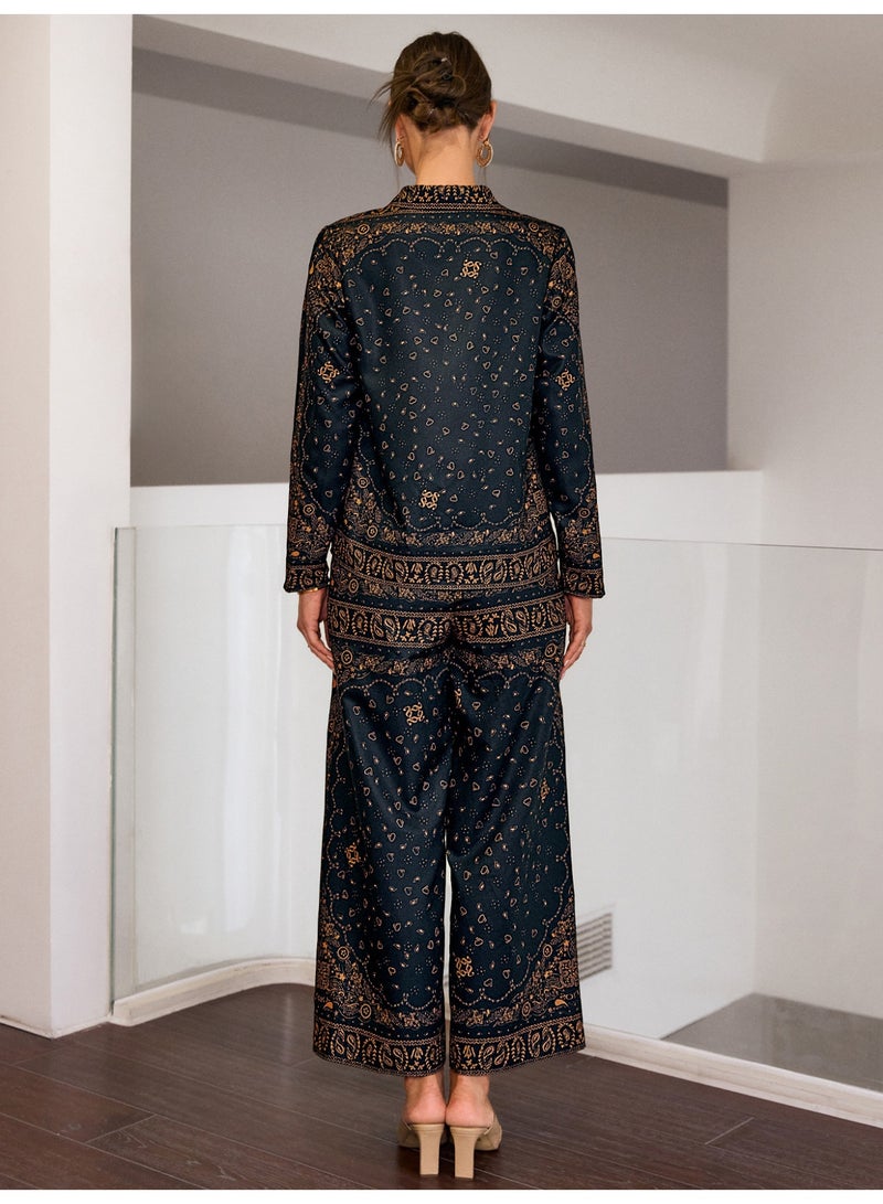 سيمبلي مجموعة ملابس قطعتين للمرأة - مطابقة أعلى وسراويل لمظهر أنيق - Image 2