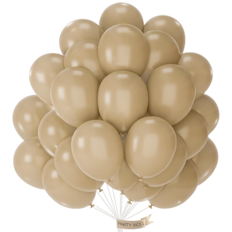 PartyWoo Cream Balloons 50 pcs 12 Inch Beige Ivory Nude Neutral Boho Fall Latex Helium Balloons for Wedding Graduation Birthday Boy Baby Shower Cowgirl Jungle Theme Party Decorations BrownF56 - Image 3