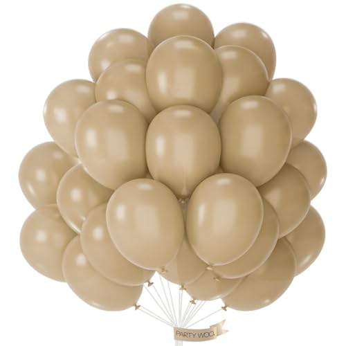 PartyWoo Cream Balloons 50 pcs 12 Inch Beige Ivory Nude Neutral Boho Fall Latex Helium Balloons for Wedding Graduation Birthday Boy Baby Shower Cowgirl Jungle Theme Party Decorations BrownF56 - Image 1