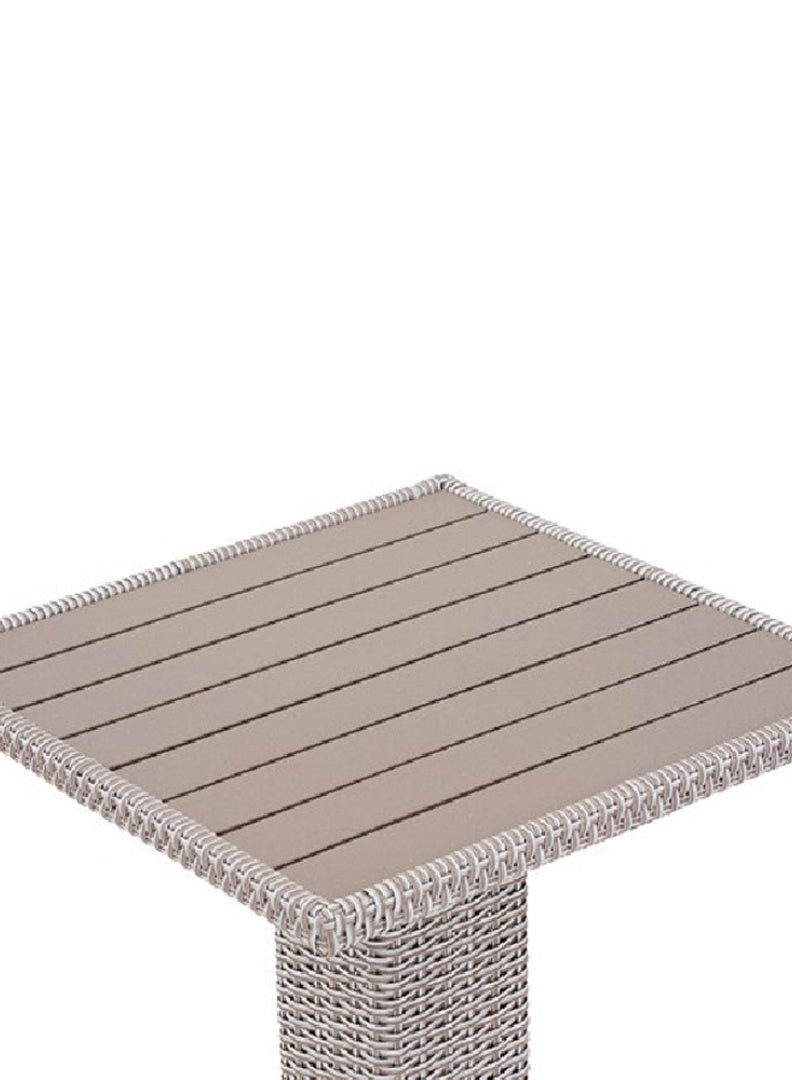 ROYALOAK Sepang Malaysian Wicker Outdoor Table | Elegant Fiber Rattan & Aluminum Frame | Wooden Texture Top with Marble Base | Stylish & Durable Outdoor Table | Exclusive Malaysian Collection - Image 4